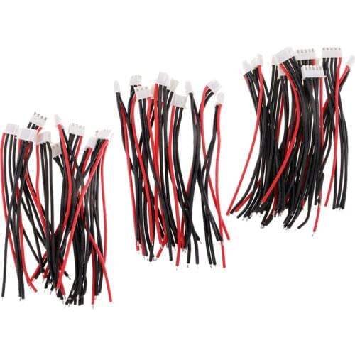 30 Pack 2S 3S And 4S JST XH Connector with 10cm 22 AWG Soft Silicone Cable Wire