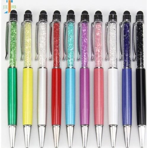 300pcs/lot Mutlti Function Diamond Crystal 2 In 1 Capacitive Touch Stylus Ball Pen for IPhone Samsung Phones Tablet Wholesale