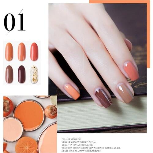 6Bottle/Set Nail Polish 6ml Non-Peeling Nail Art Lacquer Pure Nail Color Pink Blue Series Manicure DIY Design DL