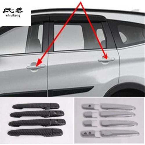 8pcs/Lot ABS Carbon Fiber Grain Outside Door Shake Handshandle Decoration Cover For 2018 2019 Toyota RUSH Car Accessories