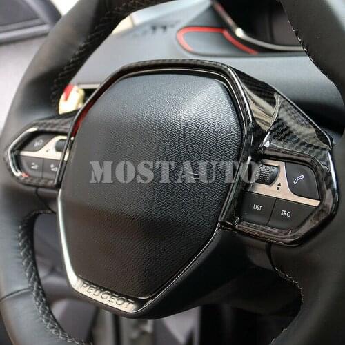 ABS Carbon Fiber Steering Wheel Button Cover Trim For Peugeot 3008 GT 3008 Access Active Allure 2016-2019 5008 5008 GT 2017-2018