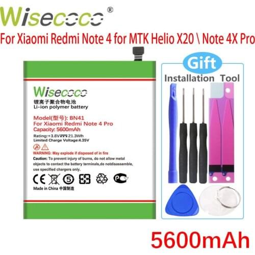 Wisecoco BN41 5600mAh Battery For Xiaomi Redmi Note 4 Pro Phone High quality Repair Replacement+Tracking Number