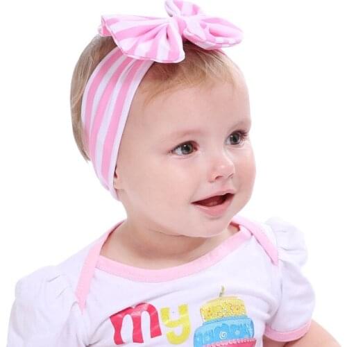Baby Hair Accessories Baby Baby Kids Girl Headband Cute Striped Bowknot Headdress Cotton Headdress Hairband Newborn wf