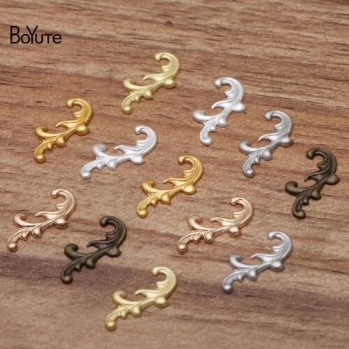 BoYuTe 400Pcs 8*17MM Flower Charm Wholesale Vintage Style Handmade Filigree Brass Material DIY Charms for Jewelry Making