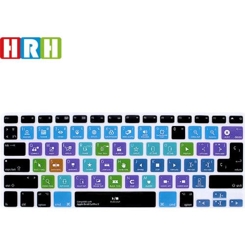 HRH Final Cut Pro X Spanish Shortcuts Function Silicone Keyboard Cover Protector Keypad Skin For Mac Air Pro Retina 13"15" EU/US