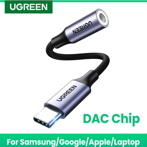 UGRREN USB Type C to 3.5mm Female Headphone Jack Adapter USB C to Aux Audio Cable Cord DAC Chip ForPixel 4 3 2 XL iPad Pro AUX