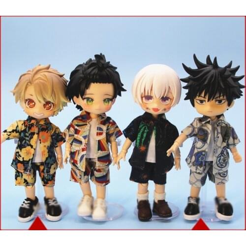 OB11 baby clothes vintage printed short-sleeved shirt set seaside beach holiday style GSC 1/12 BJD plain body doll clothes suit