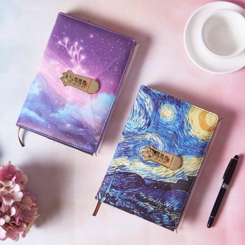 Planner Starry Sky Codebook And Journals Password Agenda Office Bussiness Diary With Lock Notebooks A5 School Supplies
