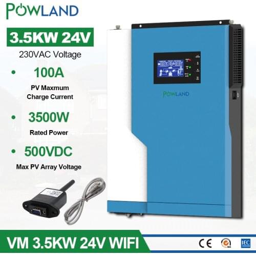 3.5KW Hybrid Solar Inverter Pure Sine Wave 100A MPPT Solar Charge Controller 24V 220V 50Hz/60Hz Off Grid Inverter With Wifi Mode