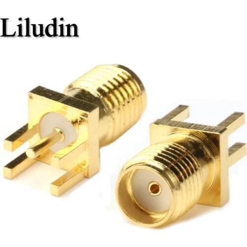 10PCS 1.6mm SMA Female Jack Solder Nut Edge PCB Clip Straight Mount Gold Plated RF Connector Receptacle Solder