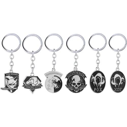 Game Metal gear solid 5 Keychain Men Metal Animal Fox hound /outer Heaven Key Chain Women Skull Souvenir Jewelry llaveros hombre