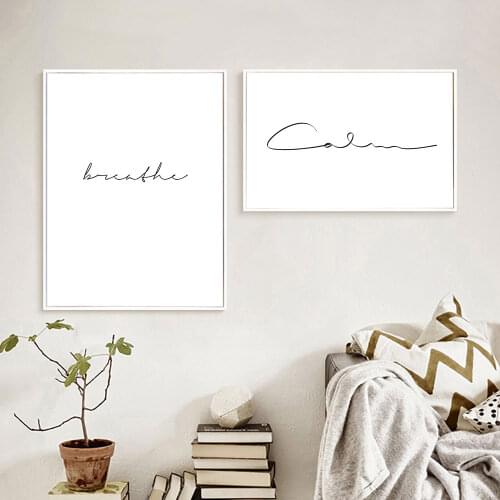 Breathe Christmas Canvas Painting Poster Nordic Home Decoration Scandinavian Decor Calm Words Wall Art Print Decorative Picture