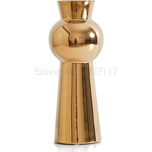 Ceramic vase electroplated gold flower vase modern Nordic household ornament vase