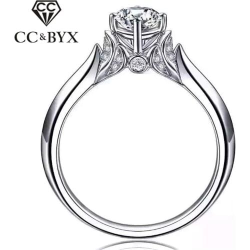 CC Rings For Women Solid S925 Silver Vintage Wedding Jewelry Cubic Zirconia Bridal Romantic Engagement Ring Anillos Mujer CC727