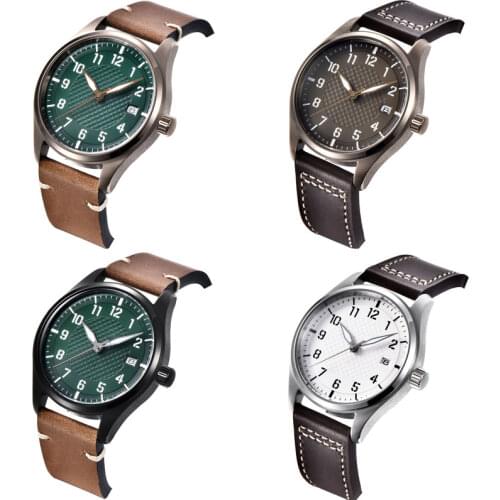 40MM Mens watch sterile dial NH35 automatic movement 316L SS Polished Russ case pilot waterproof mechanical watch mens new