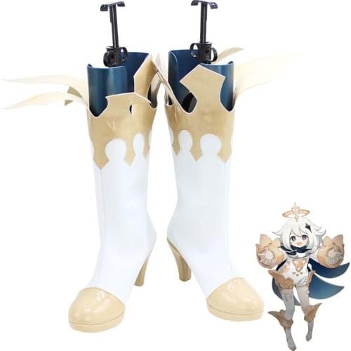 New Genshin Impact Cosplay Shoes Genshin Impact Paimon Cosplay Boots Carnival Halloween Women Shoes Size 35-48