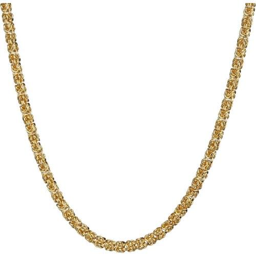 New Arrive 6mm Metal Stainless Steel Gold Tone Handmade Byzantine Chain Mens Womens Necklace/Bracelet Unisexs Jewelry 7-40" Hot