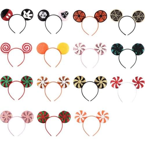 Disney Cute Headband Sequins Mouse Ears Hair Accessories Festival Cand Hairband Female Party Headwear Kids DIY Hair Accessories