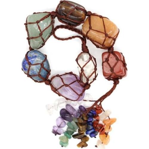 Natural Stone Turquoises Quartz crystal Irregular Car Hanging Decoration Healing Reiki Stones Tassel Home Wall Window Decor A1