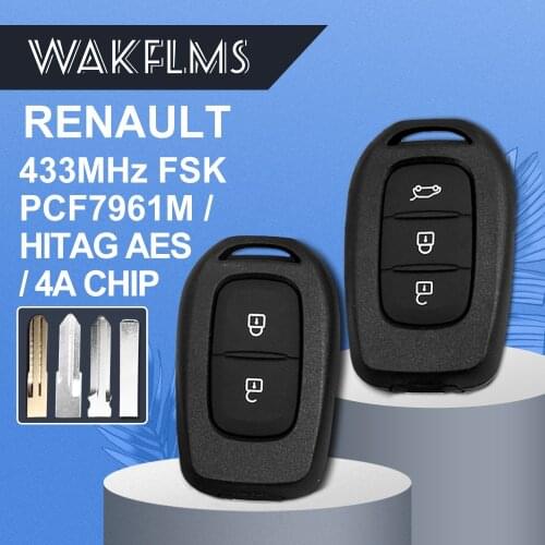For Renault Sandero Dacia Logan Lodgy Dokker Duster Trafic Clio4 Master3 2&3 Buttons Remote Car Key With 433MHz PCF7961M 4A Chip