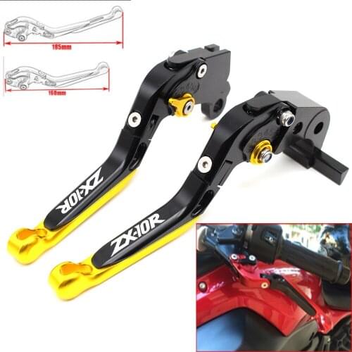 Motorcycle CNC Adjustable Foldable brake Clutch Levers for Kawasaki ZX10R 2004 2005 with Logo(ZX-10R)
