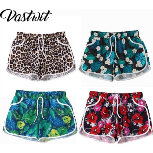 Womens Fashion Floral Leopard Print Shorts Summer Casual Drawstring Elastic Comfy Shorts with Pockets