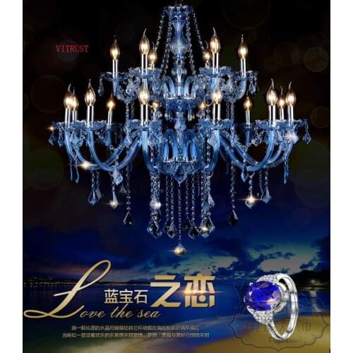 Blue Crystal Chandelier Lightings Fixture Modern Hanging Lamps HomeLiving Room Dining Bedroom Large Luxury K9 Cristal Lustres de