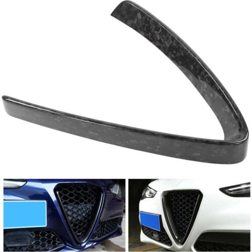 V Shape Grille Cover Overlay Front Grill Frame Trim Carbon Fiber Fit for Alfa Romeo Stelvio 2015-2020 Car style