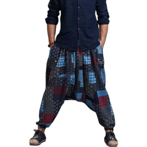 2018 Spring Fashion mens Linen pants Elastic Mid Waist Solid Harem Pants Casual Loose Baggy Pants Hip Hop Trousers NEW