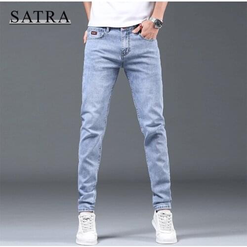 SATRA 2021 Spring New Arrival High Quality Classic Elastic Jeans Men,Mens Fashion Trend Pencil Jeans ,Casual Slim Jeans Men