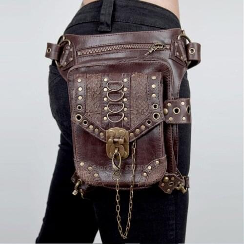 Victorian Gothic Steampunk Metal Leather Messenger Bag Men Women Vintage Medieval Accessories Motorcycle Mini Crossbody Bag