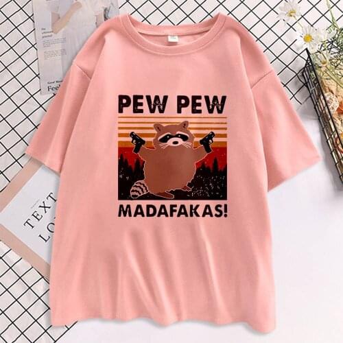 Womens T-shirt cartoon Bear with gun Printed Tshirt short sleeve casual womens clothing tops graphics T shirt Harajuku Female