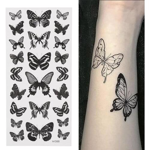 1Sheet Waterproof Temporary Tattoo Sticker 3D Butterfly Theme Fake Tattoo for Women Body Leg Arm Art