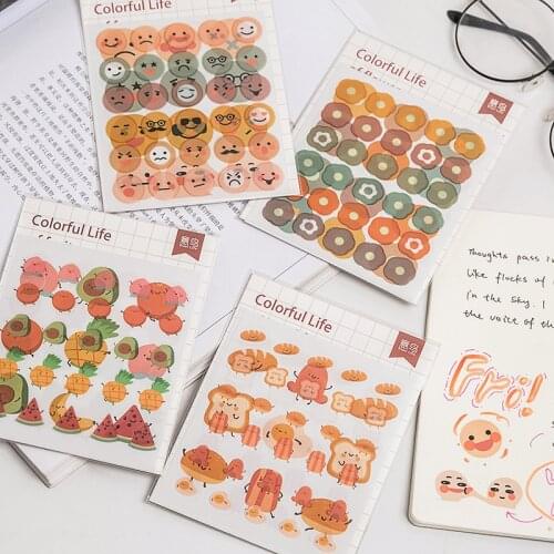 3 Pcs Cute Fruit Smiling Face Decorative Stickers DIY Scrapbooking Planner Album Journal Doodling Diary Kawaii Stationery