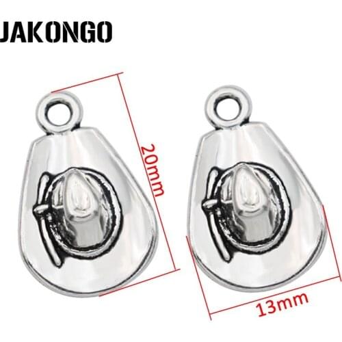 30PCS Antique Silver Plated Cowboy Hat Charm Pendants for Bracelet Jewelry Making Accessories DIY Craft 20x13mm