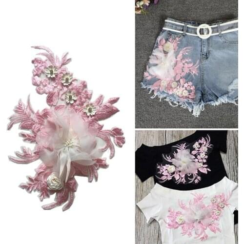 3D Lace Flower Embroidery Patch Bridal Sewing Fabric Sewing Sticker Applique Cute Patches On Clothes DIY Accessory