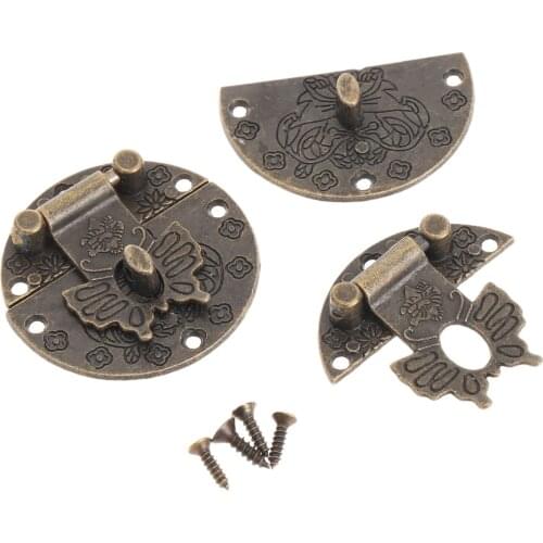 6pcs Vintage 38mm Wood Suitcase Clasp For Wooden Boxes Hook Furniture Buckle Clasp Lock Decorative Latch Hasp