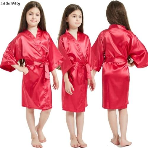 Satin Robe Kids sleepover party Robe for Girls Wedding Party Dress Bathrobe Kid Silk Bridesmaid Spa Bath Robe for Teens 6 8 10T