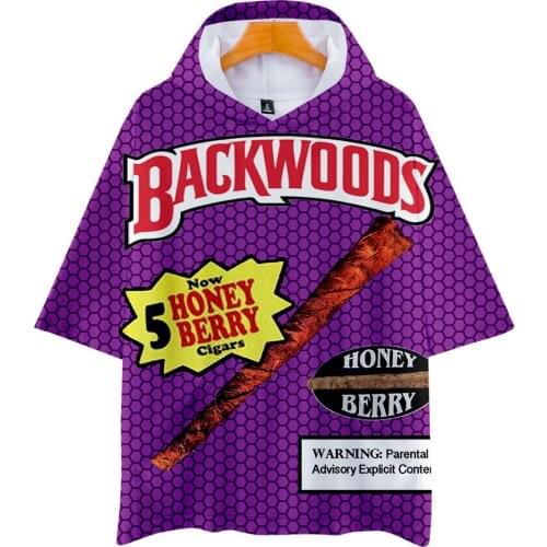 Backwoods hooded t shirt men women New Summer casual Short-sleeved t-shirt fashion harajuku Hip Hop tshirt Swag t shirts Tee