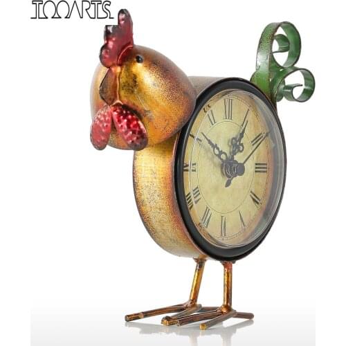 Tooarts Chick Clock Handmade Vintage Metal Chick Figurine Mute Table Clock Practical clock One AA Battery Desk Clock Home Decor