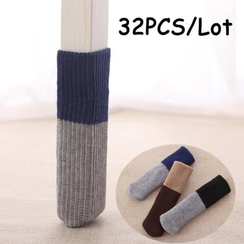 Color Matching Knitting Chair Leg Socks Home Furniture Socks Wood Floor Protectors Non-slip Table Legs Cover Socks For Chairs