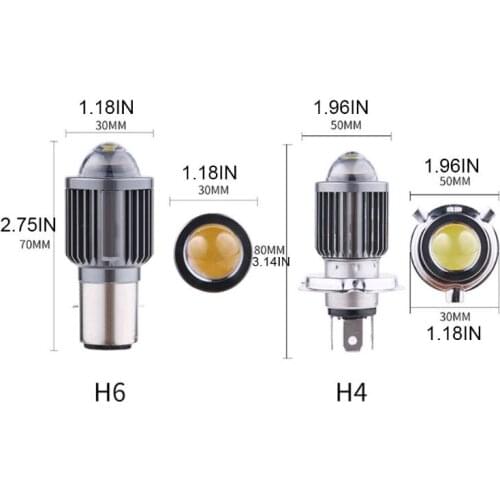 Scooter Bicolor LED Fisheye Headlight Conversion Bulb H4 to High Low Beam Light U2JA
