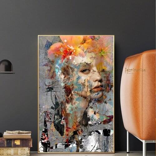 Graffiti Women Girl Art Canvas Print Painting Abstract Figure Portrait Wall Picture Morden Living Room Home Decoration Poster
