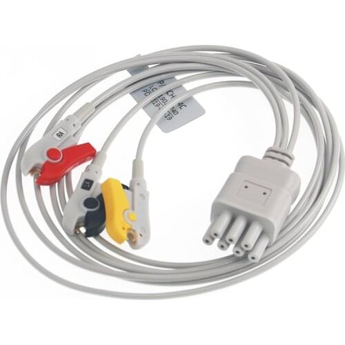 Holter Recorder ECG Patient Cable 5 Pin 3 Leads Clip 4.0 AHA Standard for Mbelec Instrument Holter Recorder System Holter Cable