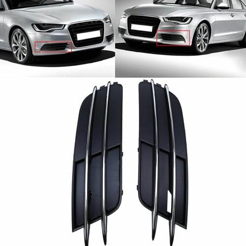 JanDeNing 2pcs ABS Front Lower Bumper Fog Light Grill Cover Grille Trim For 2012-2016 Audi A6 C7 Pre-Facelift