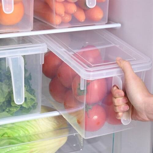 Refrigerator Storage Box Household Kitchen Fresh-keeping Box Rectangular Transparent Plastic Box With Lid Food Sorting Box