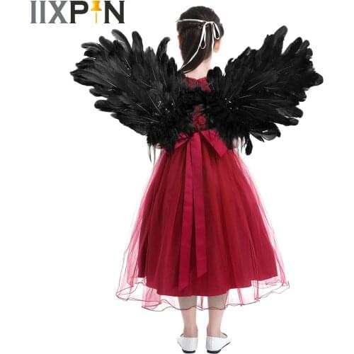 Natural Real Feather Lace Wings for Dance Party Cosplay Costume Stage Show Masquerade Carnival Holiday Birthday Fancy Dress Up