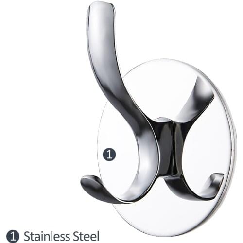 Bathroom Hooks for Towel Robe Coat Hat Stainless Steel Wall Hook Restroom Home Hotel Accessories Self-Adhesive