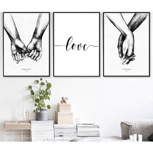 Minimalist Black White Style Sweet Love Wall Art Canvas Poster Nordic Print Painting for Couples Lovers Room Decor