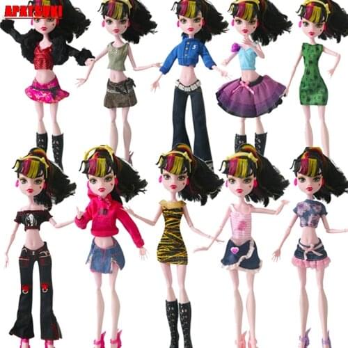 10pcs/lot Mix Style Outfits Clothes for Monster High Dolls Party Dresses for Monster Doll Fashion Clothes for 1/6 BJD Doll House